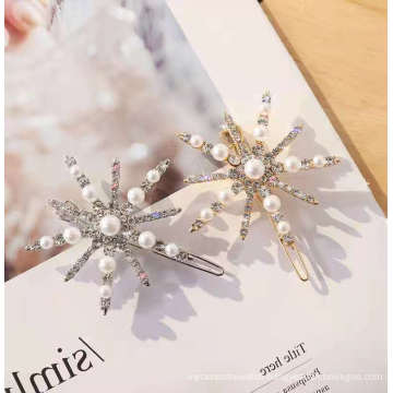 Wholesale Korean Fashion Hair Accessories 2021 Alloy Hairpin Designers Custom Crystal Pearl Hair Clips For Girls